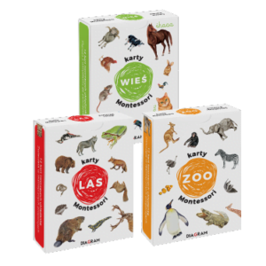 3x karty „Karty Montessori WIEŚ+LAS+ZOO”